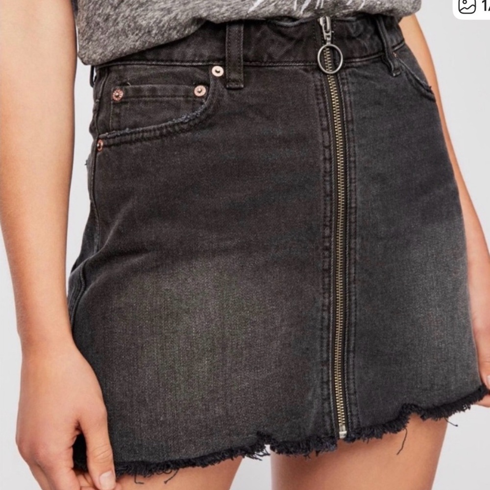 Denim Zip Up Mini Skirt